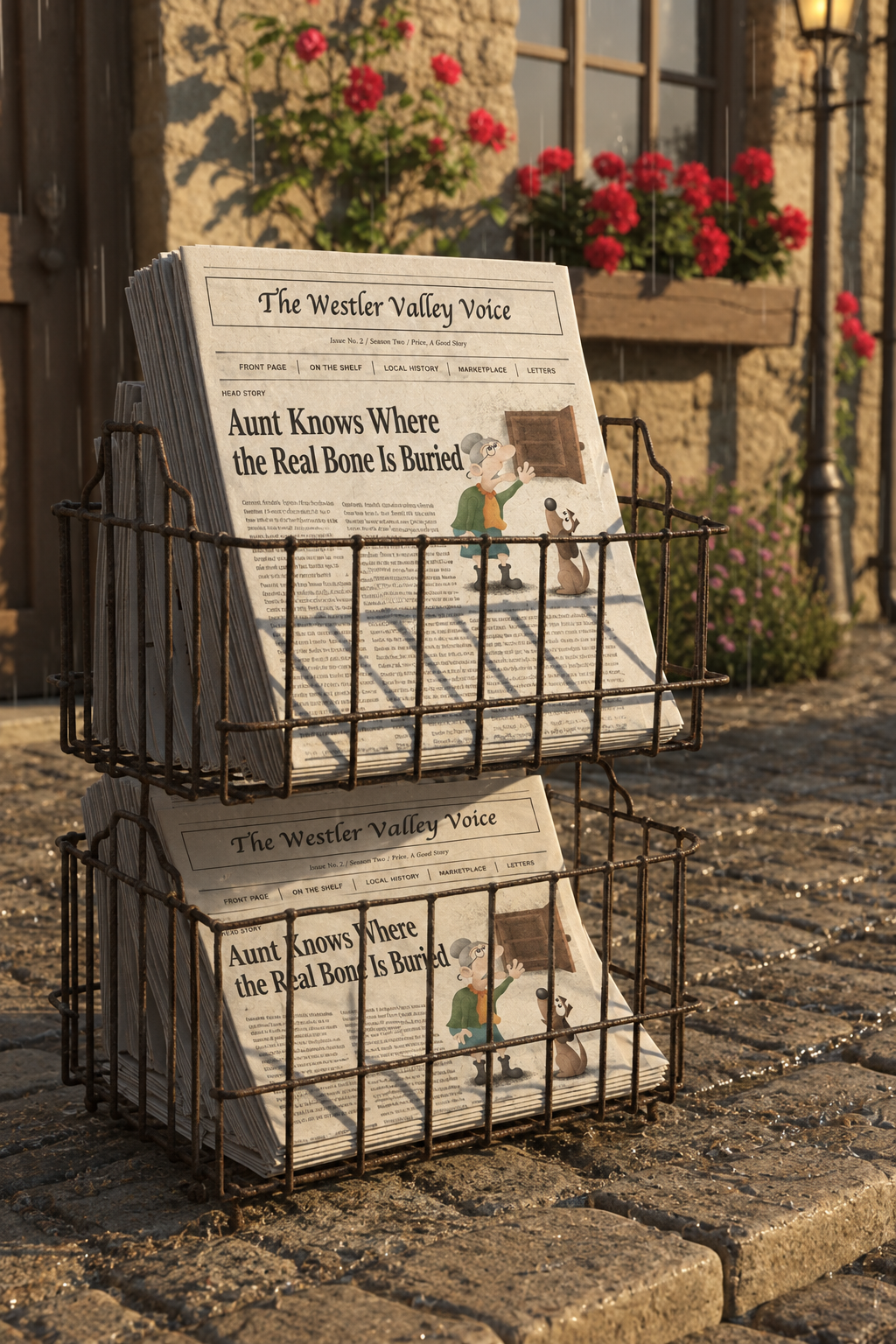 Westler Valley Voice papers displayed in the outdoor newspaper stand