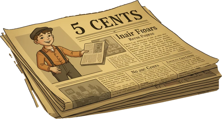 A stack of The Westler Valley Voice with a newsboy on the front page