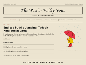 The Westler Valley Voice, Season Two front page